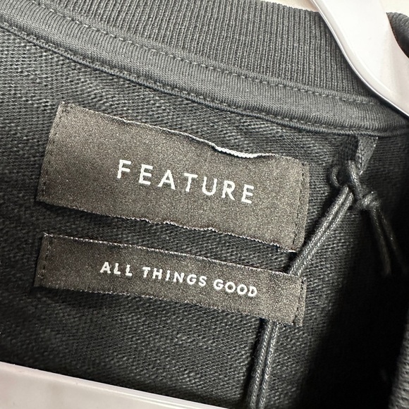 Feature All Things Good black slub long length tee t-shirt shirt, sz L, NWT $60 - Picture 2 of 7